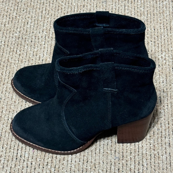 Splendid Lakota Suede Ankle Booties Size 7 Women's Black Leather Distressed - Picture 2 of 10